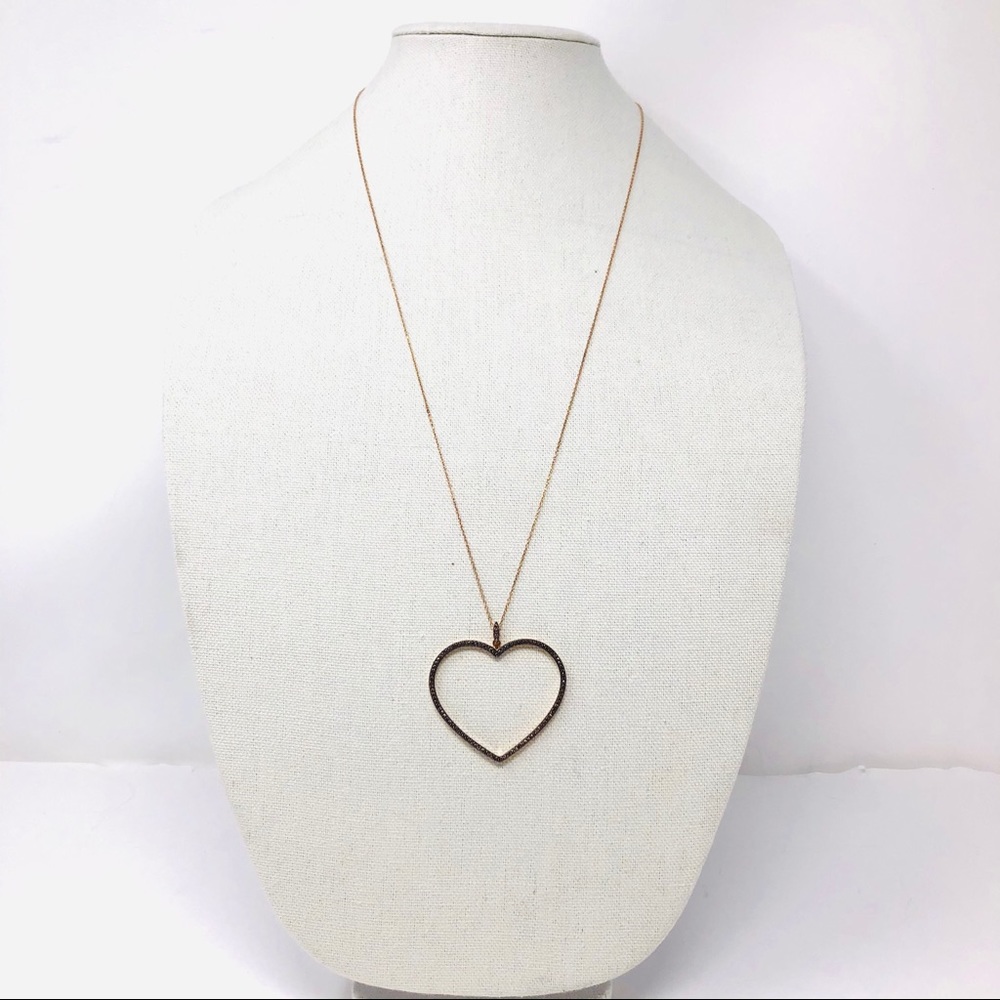 Rose gold sterling silver crystal heart 💖 pendant necklace, NWOT - Picture 3 of 15